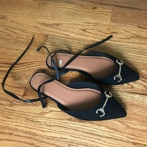 ASOS black ankle wrap flats